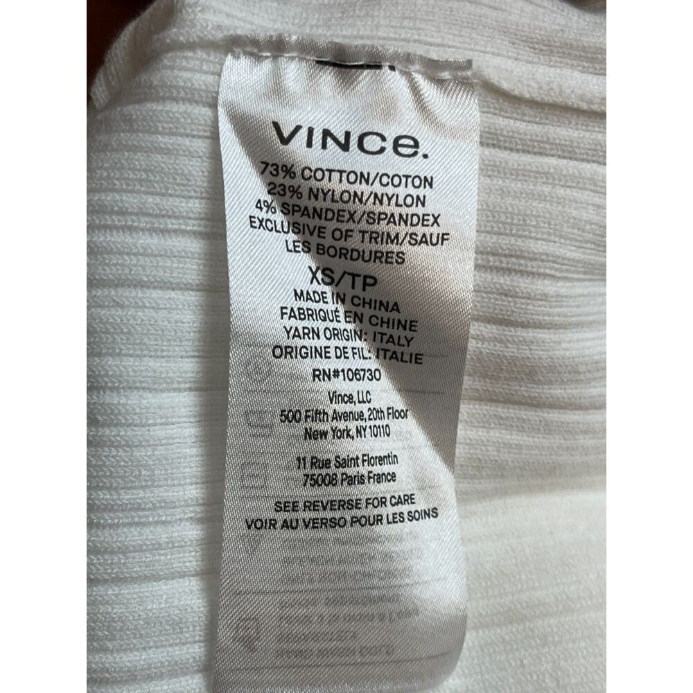 Vince White Ribbed Henley Long Sleeve Cotton Blend Top Size XS - Picture 5 of 5